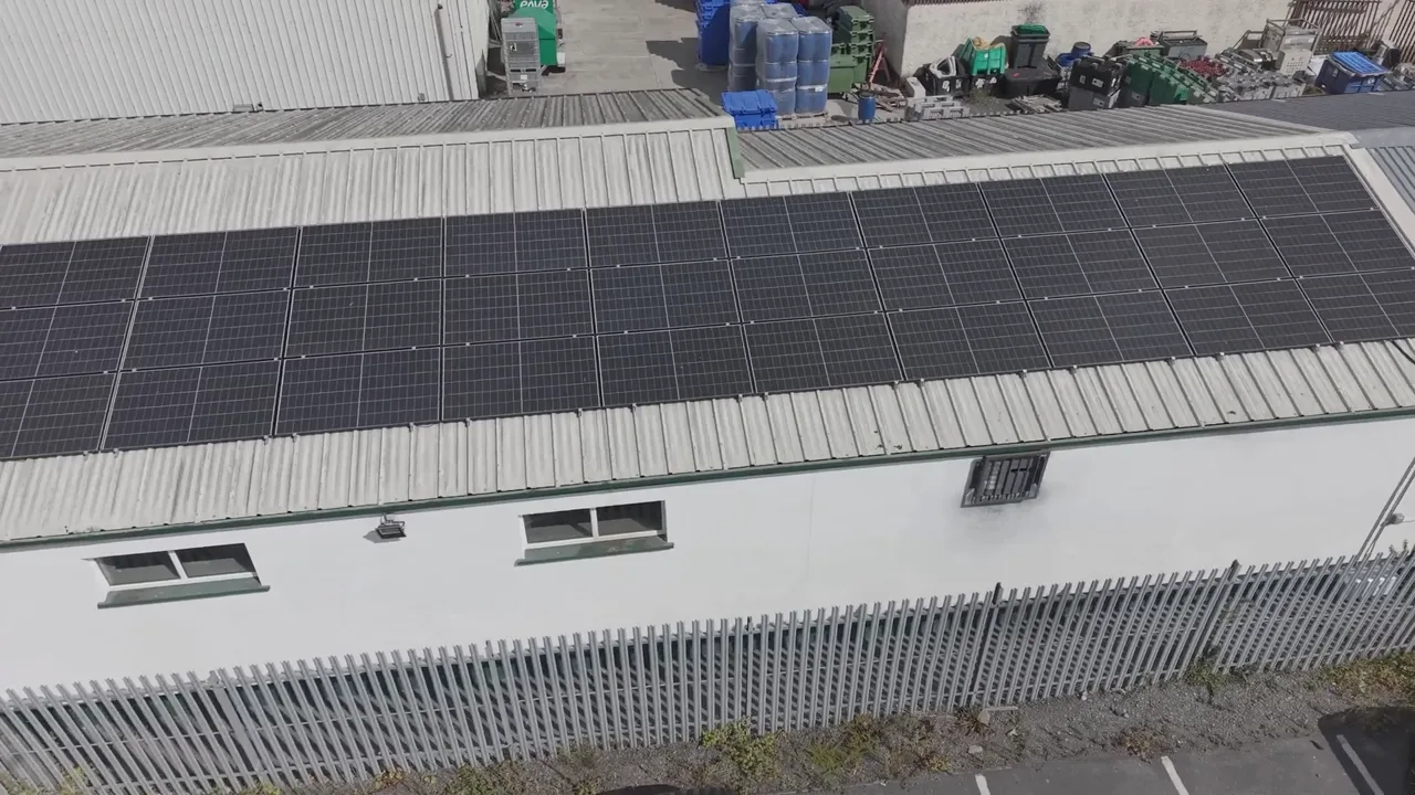 Frame from the Portlaoise Motor Rewinds solar project film