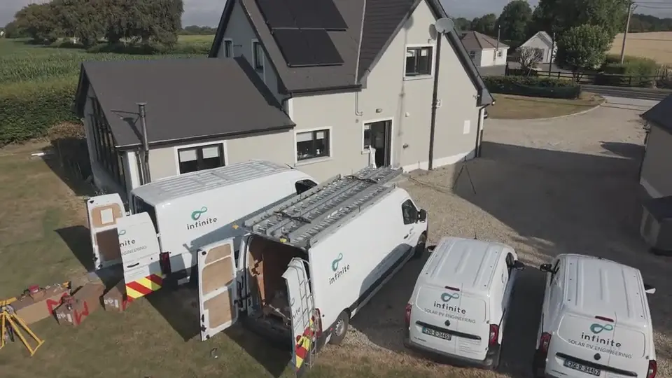 Infinite Energy vans outside Alan O’Reilly’s home during the solar installation